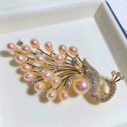 MADALENA SARARA Cubic Zircon Women Brooch Pin Flowers Style Freshwater Pearl Elegant beautiful