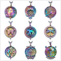 New Colourful Aromatherapy Necklace Vintage Flower Butterfly Tree Owl Essential Oil Diffuser Necklace Perfume Lockets Pendants Wholesale