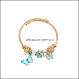 Charm Bracelets Jewellery Bracelet Version East Gate Alloy Net Beaded Butterfly Pendant Creative Small Fresh And Fashionable Drop Delivery 202