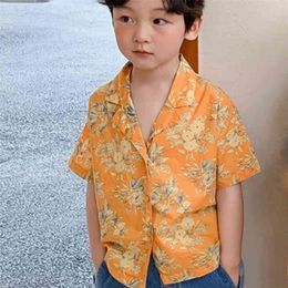 Summer Boys And Girls Short-Sleeved Shirt Children'S Clothing Jacket Holiday Style Floral Fashion 210625