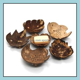 Bath & Gardencreative From Thailand Retro Wooden Bathroom Coconut Shape Soap Dishes Holder Home Aessories Lx1742 Drop Delivery 2021 Av0Un