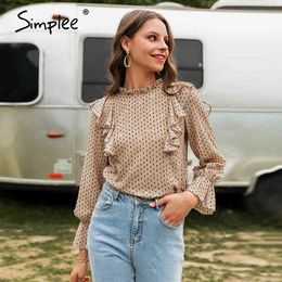 Elegant knitted solid point women work Long sleeve turtleneck button decoration autumn slim ladies shirt 210414