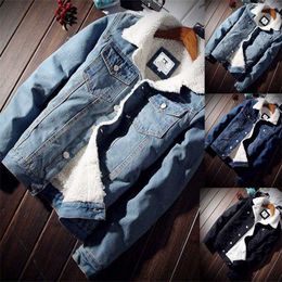 Men Jacket and Coat Trendy Warm Fleece Thick Denim Winter Fashion Mens Jean Outwear Male Cowboy Plus Size 6XL 211217