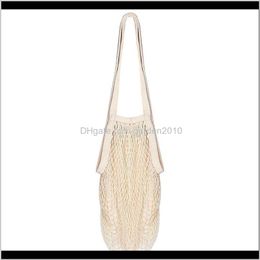 Storage Bags Long Handle Portable Reusable Net Tote String Bag Organizer For Grocery Shopping Zwjh4 Eyhxc