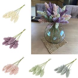 Decorative Flowers & Wreaths 6Pcs /Bundle PE Lavender Artificial Granules Foam Berry Spike Wedding Decor Plants Vases For Home Accessories