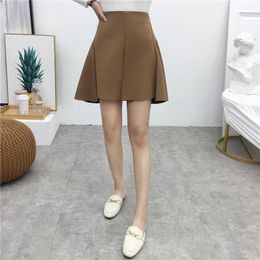 Women Summer Mini Skirts Streetwear Arrival High Waist Khaki Cut Side Cut Lanon A-line Short Lady Skirt 210625