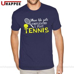 Black I Love Play Tennis T Shirts for Men Bespoke Short Sleeved Soft Cotton O-neck 210629