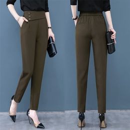 Summer Elegant Suit Pants Women High Waist Ice Silk All-match Fashion Office Lady Pencil Casual Trousers 211115