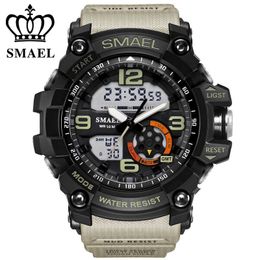 SMAEL Analog-Digital Watch Men Sports 50M Professional Waterproof Quartz Large Dial Hours Military Wristwatches 1617 Fashion X0524