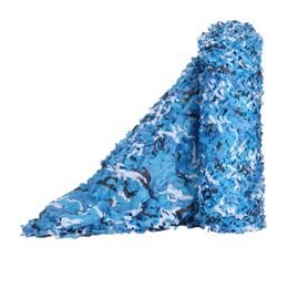 3x3 4x4 Sea Blue Camouflage Nets Military Reinforced for Outdoor Awning Garden Decoration Shade Concealment Mesh Canopy Ocean Y0706