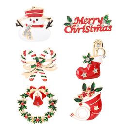 Fashion Christmas Brooch As Gift Christmas Tree Snowman Christmas Boots Jingling Bell Santa Claus Brooches Pins Xmas Gift