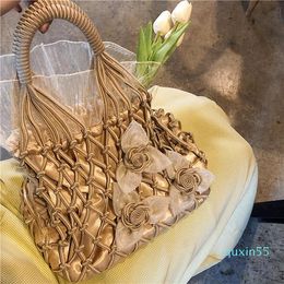 Evening Bags Ladies Designer Nylon Handbags Bag For Women 2021 Fashion Weave Flower One Shoulder Sac De Luxe Femme Marque