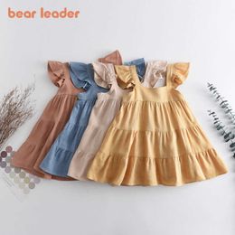 Bear Leader Girls Baby Summer Casual Dresses Fashion Toddler Solid Colour Ruffles Costumes born Cute Korean Clothes 0-2Y 210708