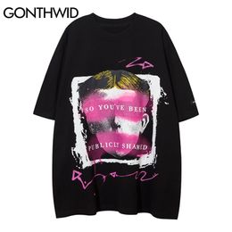 Tshirts Hip Hop Graffiti Punk Rock Gothic Streetwear T-Shirts Men Harajuku Fashion Short Sleeve Casual Cotton Tees Tops 210602