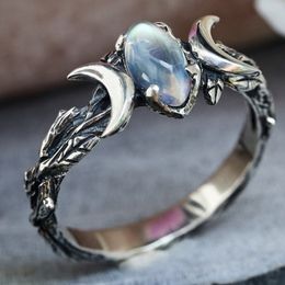 Woman Bohemian Rings Natural Moonstone Gemstone Moon Ring Engagement Party Wedding Jewellery Anniversary Christmas Gift