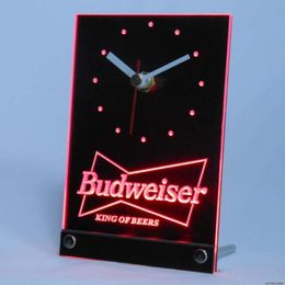 Wall Clocks Tnc0472 Budweiser Beer Bar 3D LED Table Desk Clock