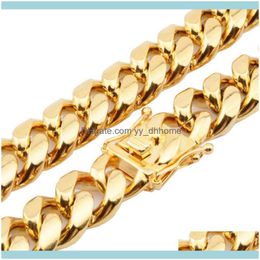 Chains Necklaces & Pendants Jewelrychains 16Mm Wide Strong Mens Cuban Miami Link Necklace 316L Stainless Steel Cool Clasp Gold Casting Curb