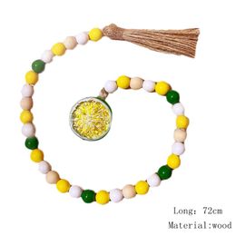 Lemon Wood Beads Tassel Hanging Pendant Farmhouse Decor INS Nordic Creative Hemp Rope Beaded Children Home Decorative HHC7113