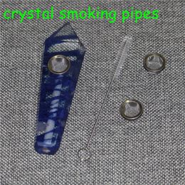 Natural Smoking pipe Crystal Stone pipes For Smoke Tobacco Quartz healing HandPipes & Carb Hole GemstonePipe Tower Point