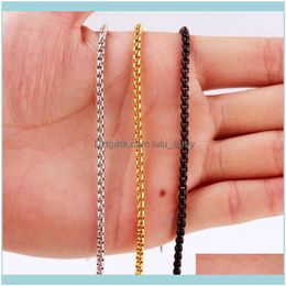 Chains Necklaces & Pendants Jewelry2/3/4/5/7Mm Fashion Stainless Steel Sier Color/Gold/Black Handmade Box Link Chain Mens Womens Necklace Wh