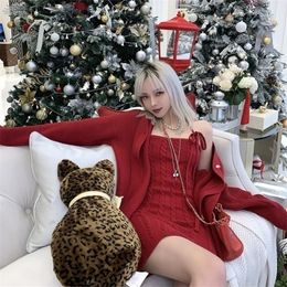 Autumn Winter Korean Fashion Casual Knitted Two Piece Set Women Sweater Cardigan Coat + Sexy Halter Sheath Bodycon Dress Suits 220302