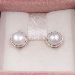 Andy Jewel Authentic 925 Sterling Silver Studs Elegant Beauty White Pearl Fits European Pandora Style Jewellery