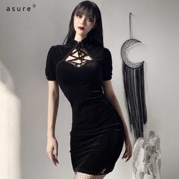 Traf Summer Sexy Dress Women Y2k Gothic Clothing Vintage Harajuku Girls Party Dresses Punk Vestidos Toppies 92514P 210712