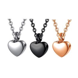 Stainless Steel Minimalist Slider Mini Heart Cremation Urn Pendant Necklace Memorial Ashes Keepsake Jewellery 4 Colours