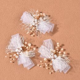 Hair Clips & Barrettes 3pcs Romantic White Mesh Pearl Hairpin Fashion Personality Dainty Bridel Accessories For Girl And Women ML