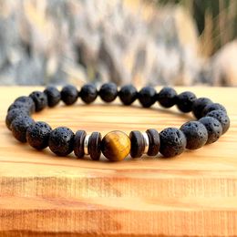 MG1007 New Design Womens Lava Energy Bracelet Fashion Tiger Eye Natural Stone Bracelet High Quality Handmade Yoga Mala Jewelry