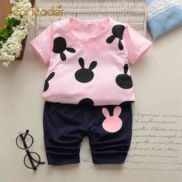 Girls Lovely Clothing Sets Kids Summer Cartoon Bunny Top and Pants 2Pcs Outfit Toddler Baby Sweet Costume 2-5Y 210429