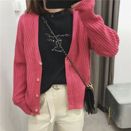 H.SA Autumn Winter Women Sweaters Colourful Solid Sweater Yellow Black clothes Striped Cardigans 210417