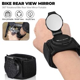 Bike Rear View Mirror Cycling Handlebar Wrist Mirror Portable Safety Back Rearview Mirrors Bicycle Accessories 360 Rotational