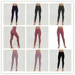 2021 Lu Women Cross-tight fitness Yoga Pants High Waist Sports Gym Wear Girls Leggings Elastic Ladies Overall Full Tights Workout Solid Colour