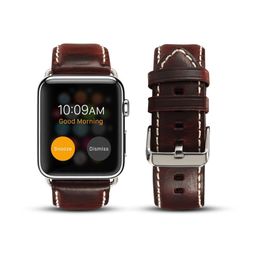 For Apple Oil Wax Genuine Leather Watch Band Smart Straps 44 mm 40mm 42mm 38mm Cowhide Gradient Watchband Bracelet 5 4 3 21