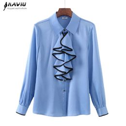 High End Ruffles Shirt Women Spring Temperament Fashion Formal Long Sleeve Blouses Office Ladies Casual Work Tops 210604