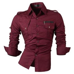Jeansian Men's Casual Dress Shirts Fashion Desinger Stylish Long Sleeve Slim Fit 8371 WineRed 210721