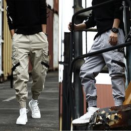 Men's Pants Harajuku Pockets Cargo Harem Ribbon Men Streetwear Hip Hop Fashion Mens Casual Joggers Baggy Tactical Trouser Muti Colour