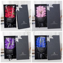 Rose Flower Soap Gift Box Valentine's Day Simulation Roses Bouquet Gifts Boxes Christmas Party Soaps Flowers Decoration BH5641 WLY