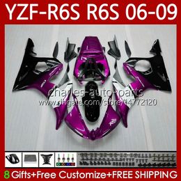 MOTO Fairings For YAMAHA YZF-R6S YZF R6 S 600 CC YZF600 2006-2009 Body 96No.176 YZFR6S 2006 2007 2008 2009 YZF-600 600CC YZF R6S 06 07 08 09 OEM Purple Black Bodywork Kit