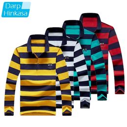 Men Polo Shirt Long Sleeve Shirt Spring Autumn Cotton Embroidery Warm Casual Fashion Stripe Polo Shirt Men 210401