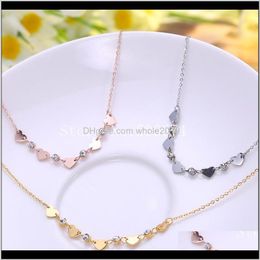 Pendant & Pendants Drop Delivery 2021 Fashion Jewellery Cute Cz 5 Heart Necklaces Bijoux Femme Stainless Steel Chain For Women Birthday Gift 7U