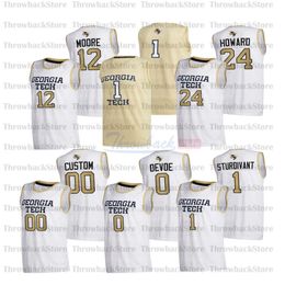 Basketball Custom Georgia Tech Jerseys 12 Anderson 15 Kenny 14 Derrick Favours 5 Josh Okogie 15Matt Harpring 3 Jarrett Jack