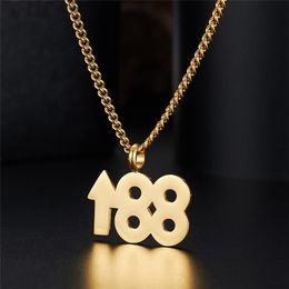 Male Titanium Steel Necklace 88 Up Rising Pendant Simple Number Dangle Chain Unisex Jewellery Gifts Chains