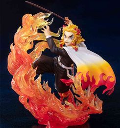 18cm Anime Demon Slayer Figure Demon Slayer Breath of Flame Rengoku Kyoujurou PVC Action Figure Collectible Model Toys Kid Gift H1108