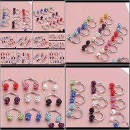 Rings & Studs Drop Delivery 2021 Horseshoe Nose Body Jewellery Multi Colours Titanium Piercing 50Pcs/Lot Aprmd