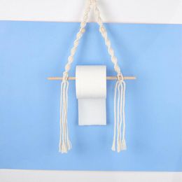 Toilet Paper Holders 1pc Nordic Cotton Wooden Holder Hanging Rope Towel Shelf Home El Bathroom Decoration Durable