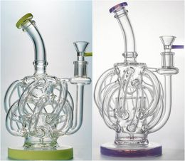 Super Recycler Vortex Glass Bong water smoking pipe Dab Rig Hookahs Tornado Cyclone Rigs 12 Recyclers Tube 14mm Joint Bongs with Heady Bowl