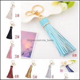 Favour Event Festive Party Supplies Home & Garden Car Leather Key Chain Fashion Mticolor Tassel Keychain Zinc Alloy Metal Keyring Christmas G