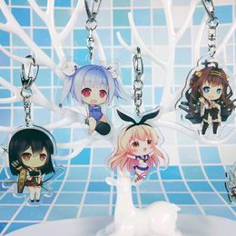 Game Kantai Collection Keychain Women Acrylic Funny Cute Figure Key Chain Accessories Keyring Double-sided Key Chain Pendants